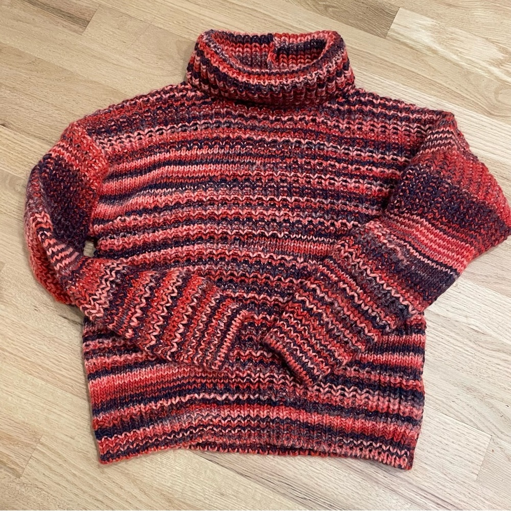 Elsamanda Anthropologie Wool Blend Turtle Neck Sweater Types Multi Color Sz M